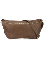Guidi Small Front Zip Shoulder Bag - Brown