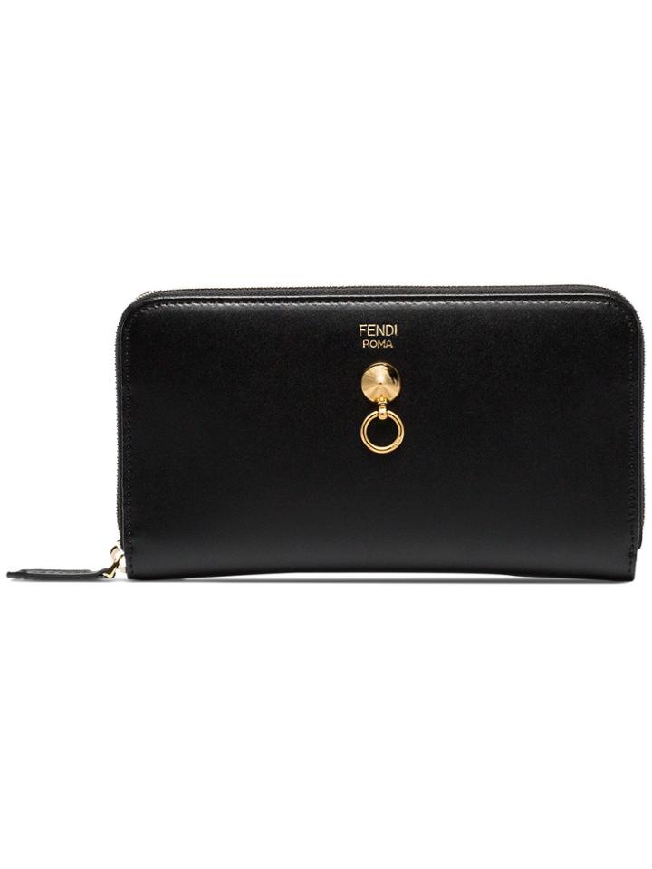 Fendi Black Leather Zipped Purse
