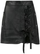 Andrea Bogosian Lace Up Leather Skirt - Black
