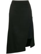 Rokh Asymmetric Midi Skirt - Black
