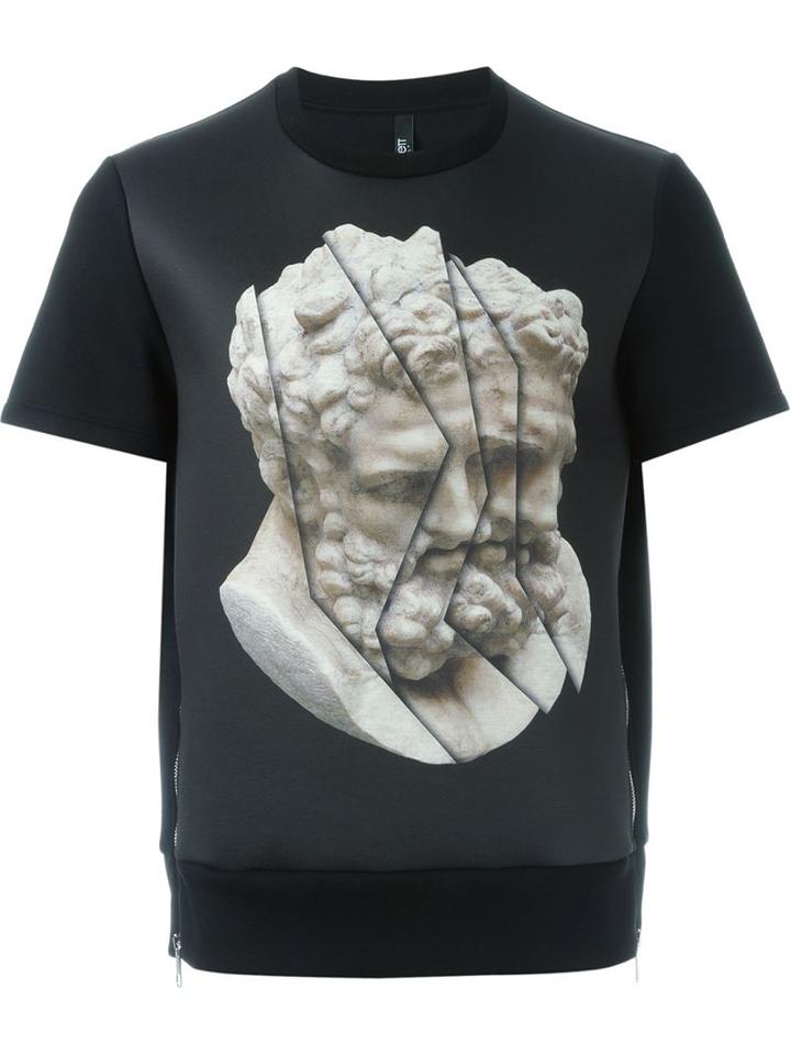 Neil Barrett Statue Print Sweatshirt, Men's, Size: L, Black, Viscose/polyurethane