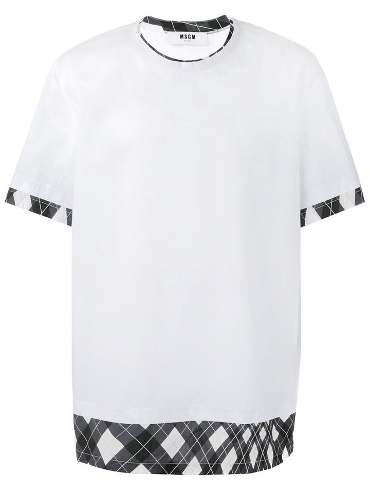 Msgm Printed Hem T-shirt, Men's, Size: 46, Red, Cotton