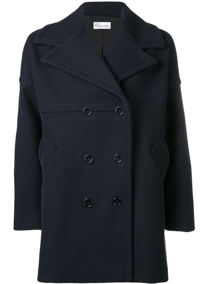 Red Valentino Double Breasted Midi Coat - Blue