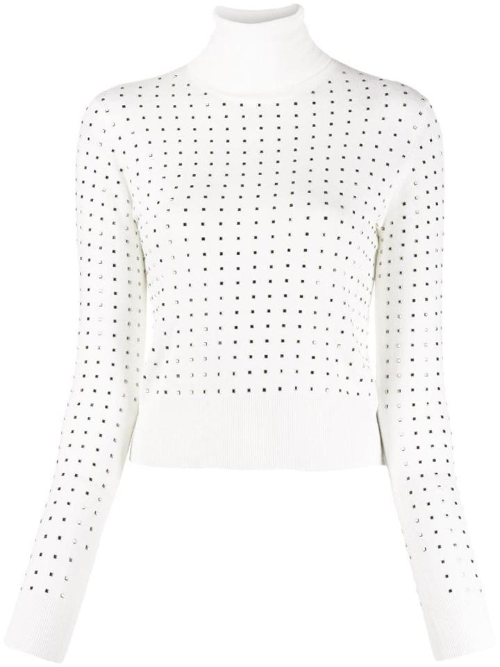 Liu Jo Stud-embellished Turtleneck Jumper - White