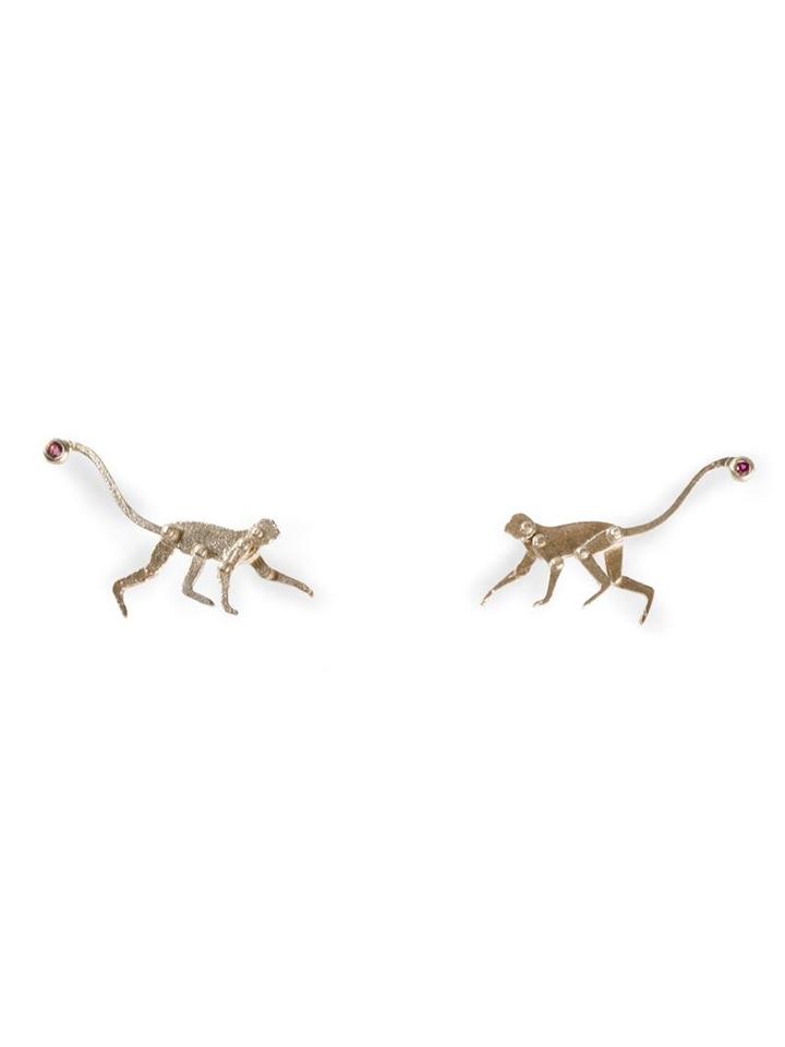 Marc Alary Ruby Detail Monkey Earrings
