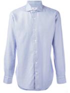 Barba Zigzag Print Shirt, Men's, Size: 39, Blue, Cotton