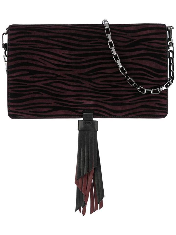 Just Cavalli Animal Print Shoulder Bag, Women's, Pink/purple, Polyamide/polyurethane/calf Leather