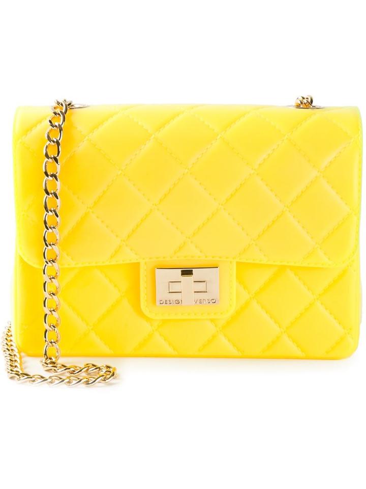 Designinverso Small Quilted Shoulder Bag, Women's, Yellow/orange