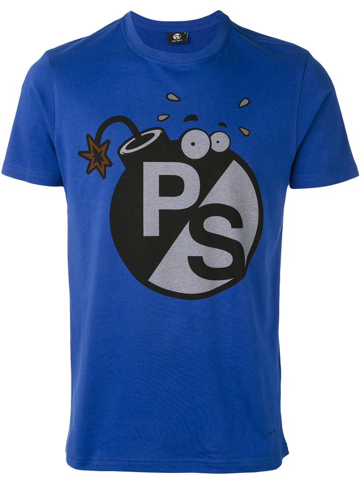 Ps By Paul Smith - Bomb Print T-shirt - Men - Organic Cotton - S, Blue, Organic Cotton