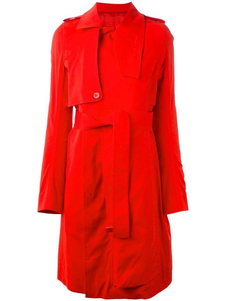 Rick Owens Trench Coat, Women's, Size: 42, Red, Cotton/spandex/elastane/cupro/viscose