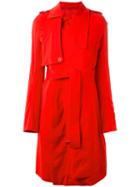 Rick Owens Trench Coat, Women's, Size: 42, Red, Cotton/spandex/elastane/cupro/viscose