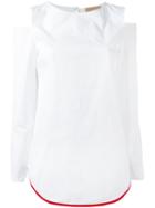 Erika Cavallini - Cut-out Shoulders Blouse - Women - Cotton/spandex/elastane - 46, White, Cotton/spandex/elastane