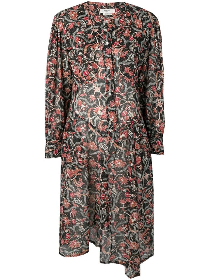 Isabel Marant Étoile Floral Long-sleeve Flared Dress - Black