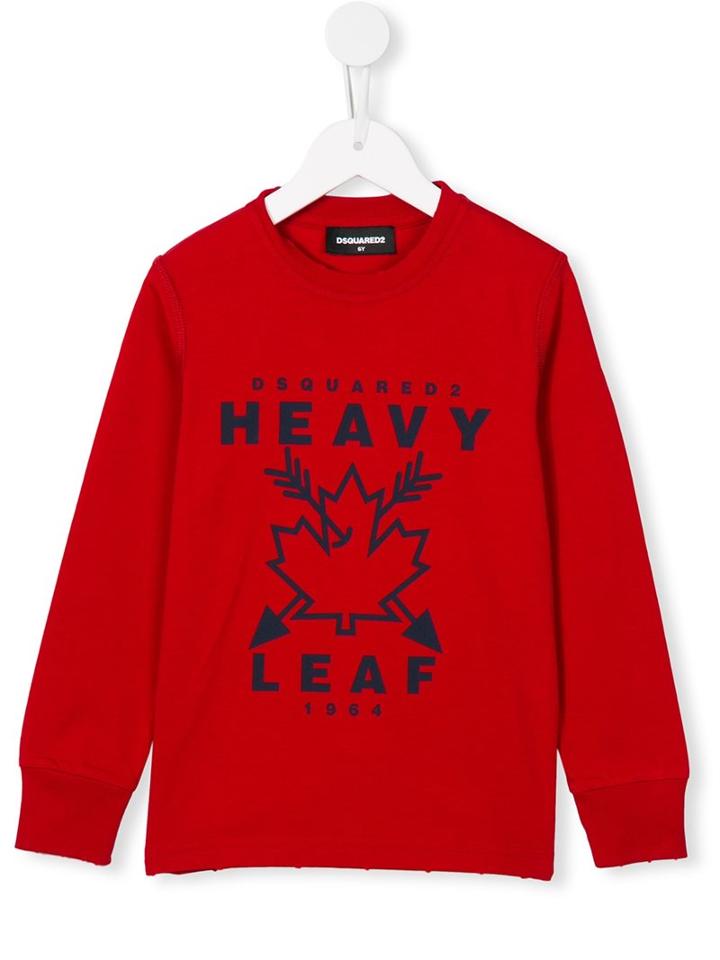 Dsquared2 Kids Heavy Leaf Print Sweatshirt, Boy's, Size: 6 Yrs, Red