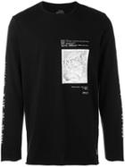 Stampd Map Print Longsleeved T-shirt, Men's, Size: Small, Black, Cotton