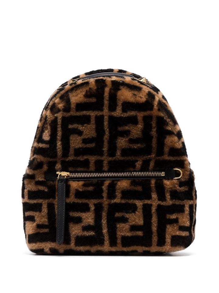 Fendi Shearling Ff Backpack - Brown