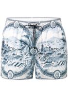 Dolce & Gabbana - Ceramic Print Swim Shorts - Men - Polyester - 3, Blue, Polyester