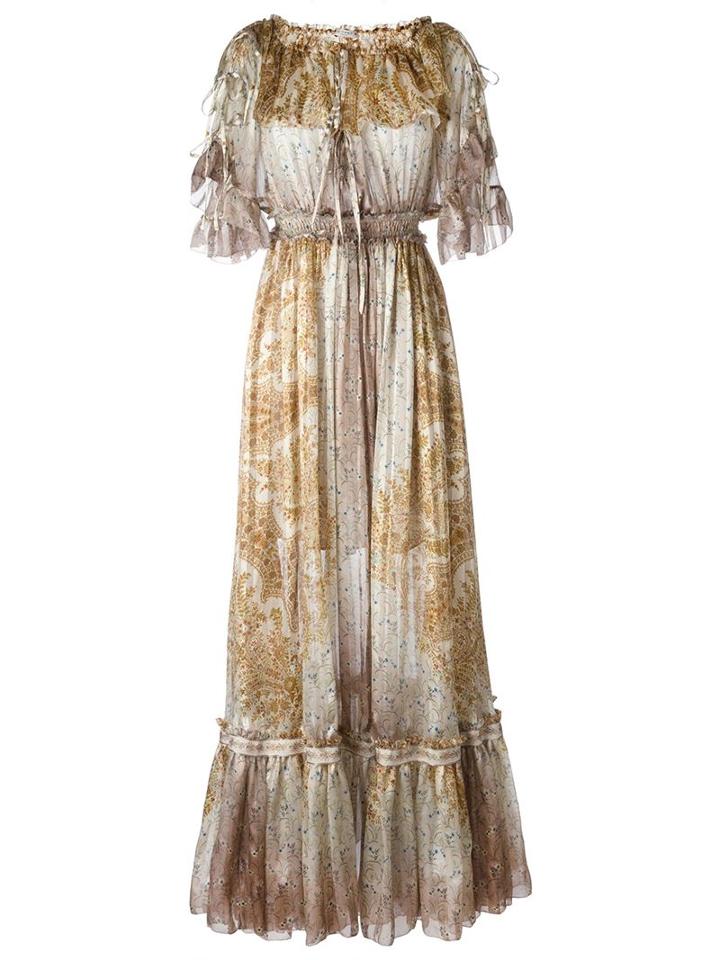 Etro Floral Print Dress, Women's, Size: 38, Nude/neutrals, Silk