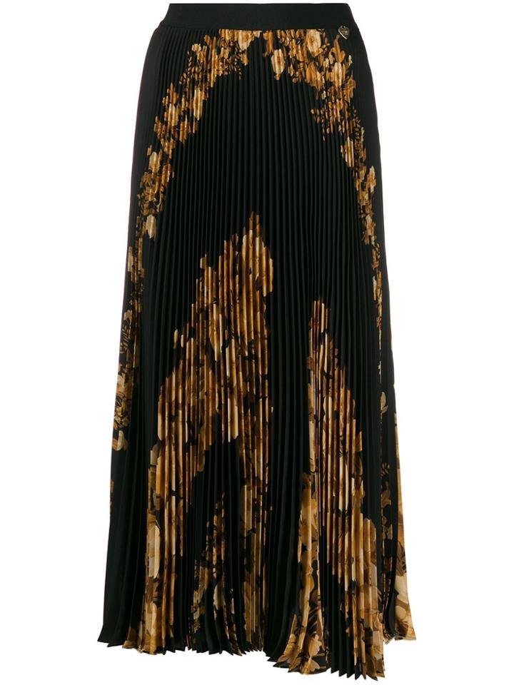 Twin-set Floral Pleated Skirt - Black