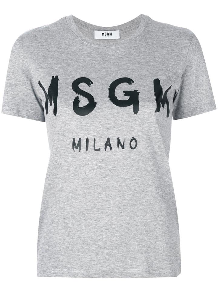 Msgm - Branded T-shirt - Women - Cotton - M, Grey, Cotton