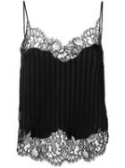 Givenchy Striped Lace Trim Vest, Women's, Size: 40, Black, Acetate/viscose/cotton/silk