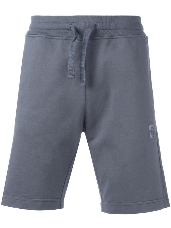 Stone Island Drawstring Track Shorts, Men's, Size: Medium, Grey, Cotton