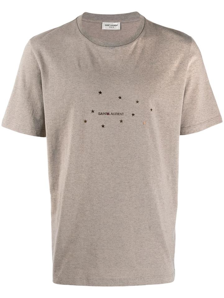 Saint Laurent Logo Constellation Print T-shirt - Brown