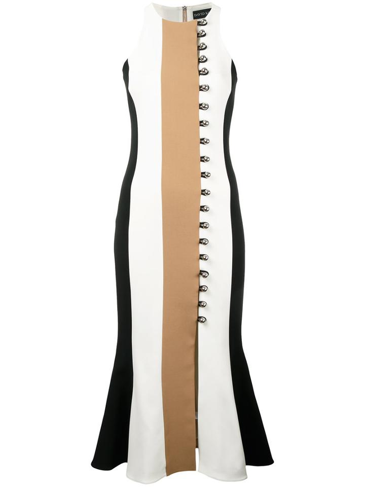 David Koma - Striped Dress - Women - Spandex/elastane/acetate/viscose - 10, White, Spandex/elastane/acetate/viscose