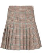 Off-white Pleated Checked Mini Skirt - Multicolour