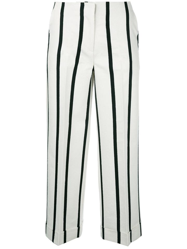 Twin-set - Striped Cropped Trousers - Women - Cotton/polyester/viscose - 38, Nude/neutrals, Cotton/polyester/viscose