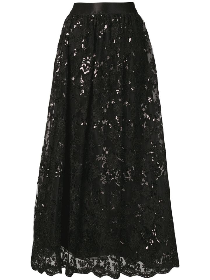 Alice+olivia Sequinned Lace Maxi Skirt - Black