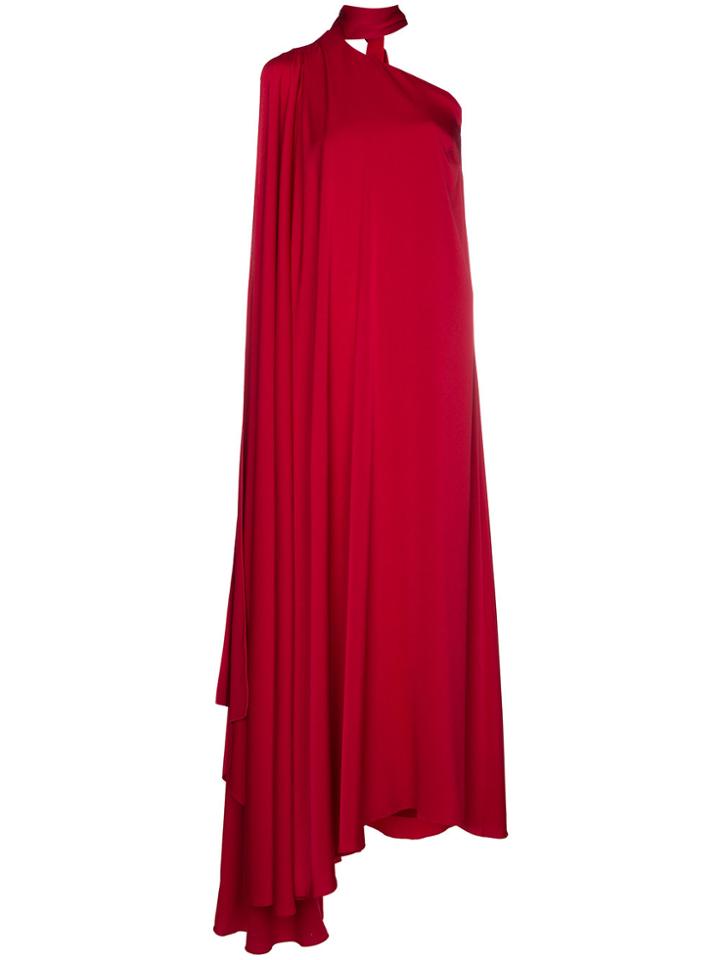 Osman Lula Satin One Shoulder Dress - Red