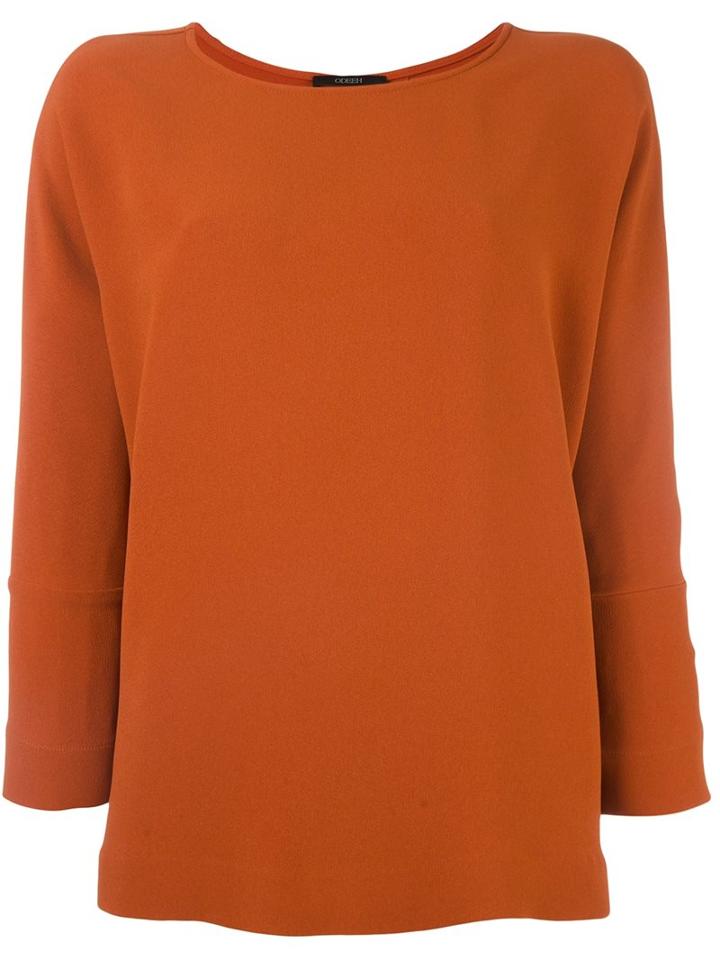 Odeeh Boat Neck Blouse, Women's, Size: 36, Yellow/orange, Acetate/viscose