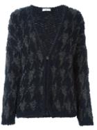 Brunello Cucinelli Houndstooth Pattern Cardigan, Women's, Size: Medium, Blue, Polyamide/cashmere