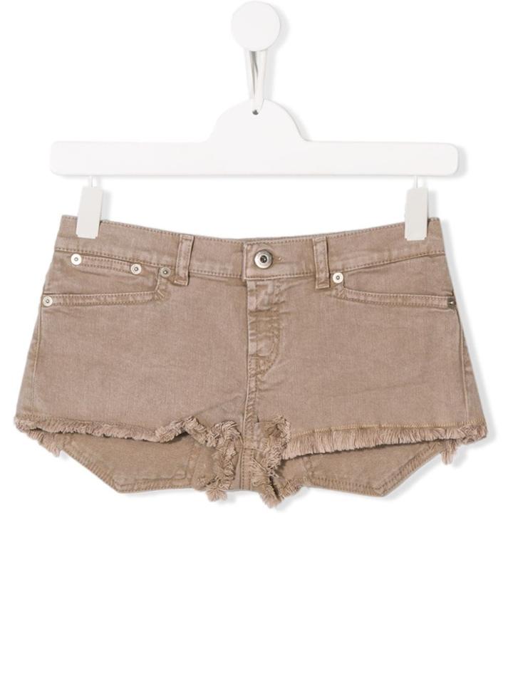 Dondup Kids Fringed Hem Shorts - Neutrals