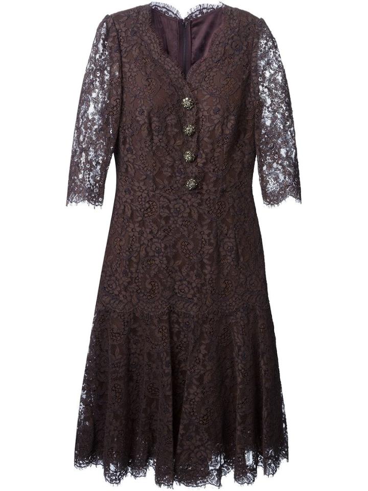 Dolce & Gabbana Floral Lace Flared Dress - Pink
