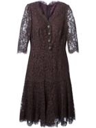 Dolce & Gabbana Floral Lace Flared Dress - Pink