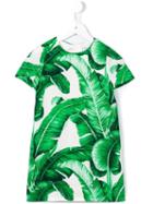Dolce & Gabbana Kids Banana Leaf Print Dress, Girl's, Size: 12 Yrs, White