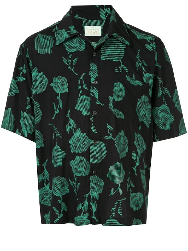 Aries Rose Print Shirt - Black