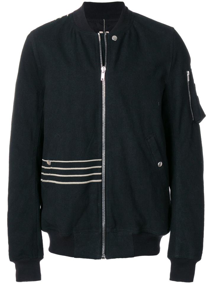 Rick Owens Drkshdw Stripe Detail Bomber Jacket - Black