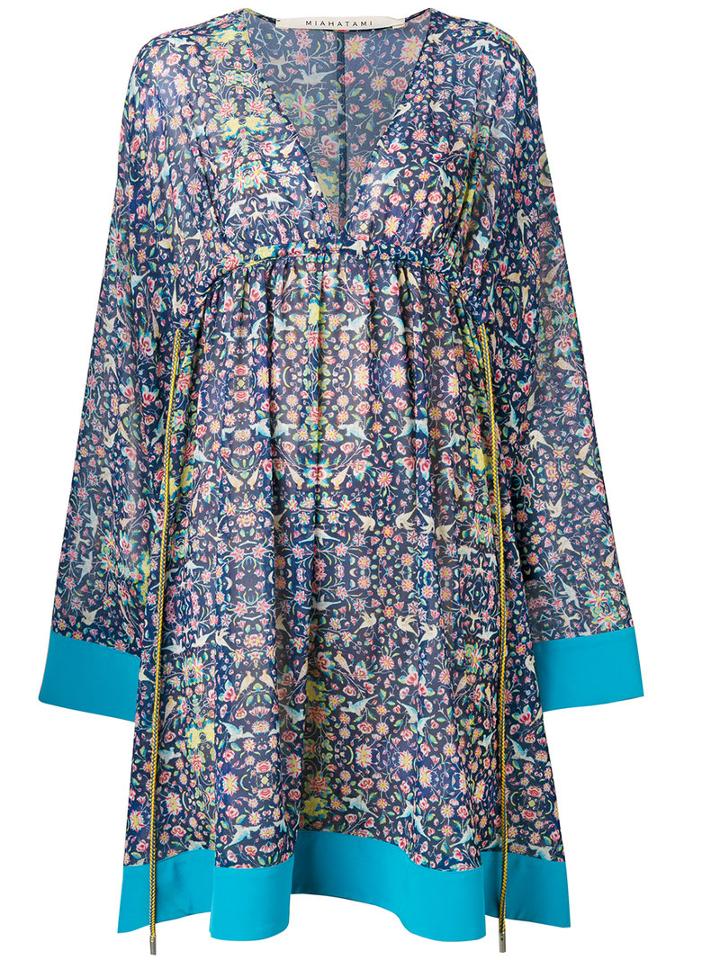 Miahatami - Floral Empire Line Dress - Women - Polyester - 42, Blue, Polyester