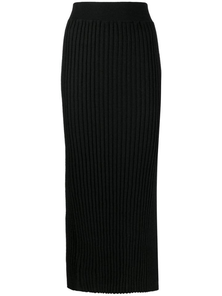 Nude Side Split Midi-skirt - Black