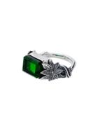Lyly Erlandsson Green And Silver Orsay Ring