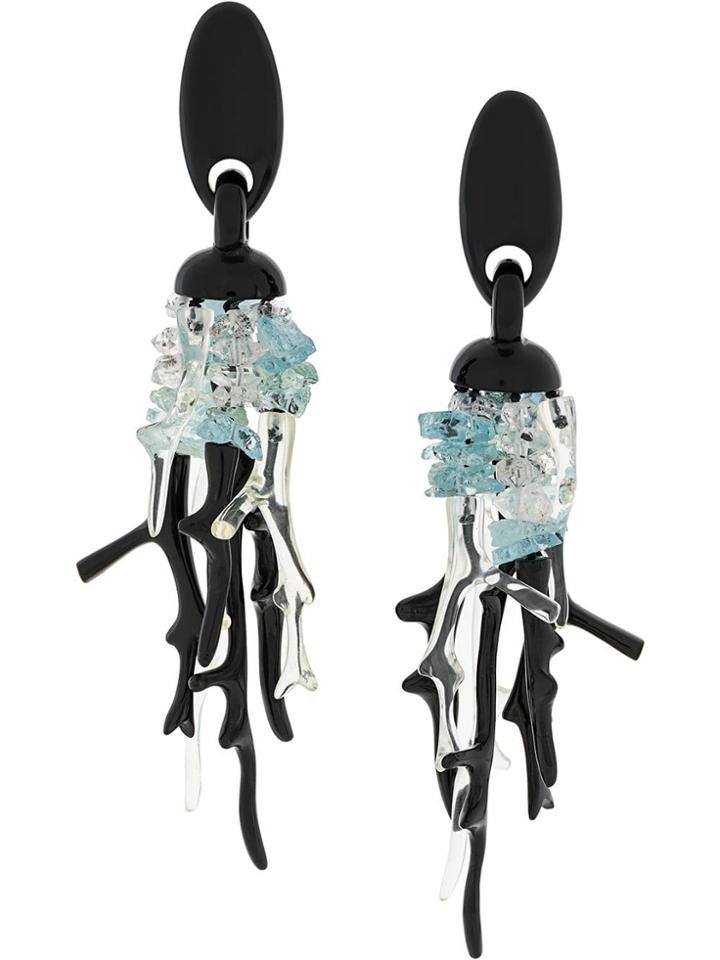 Monies Long Drop Earrings - Black