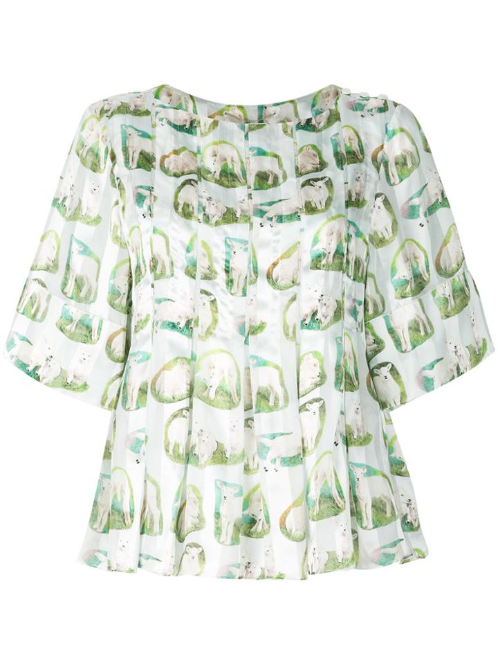 Carven Short Sleeved Printed Top - Multicolour