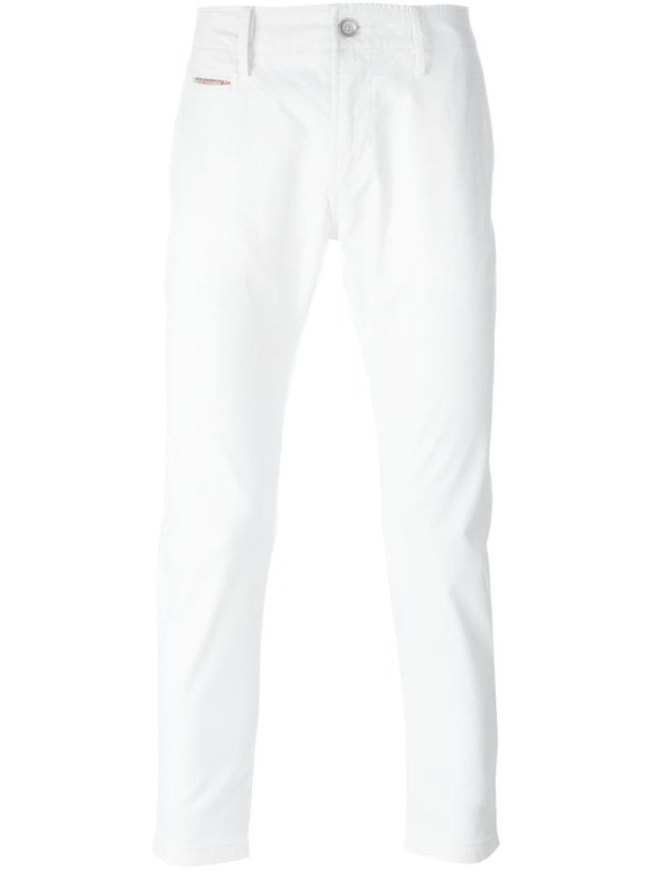 Diesel Slim Fit Trousers, Men's, Size: 30, White, Cotton/spandex/elastane