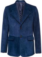 Prada Single-breasted Suede Jacket - Blue