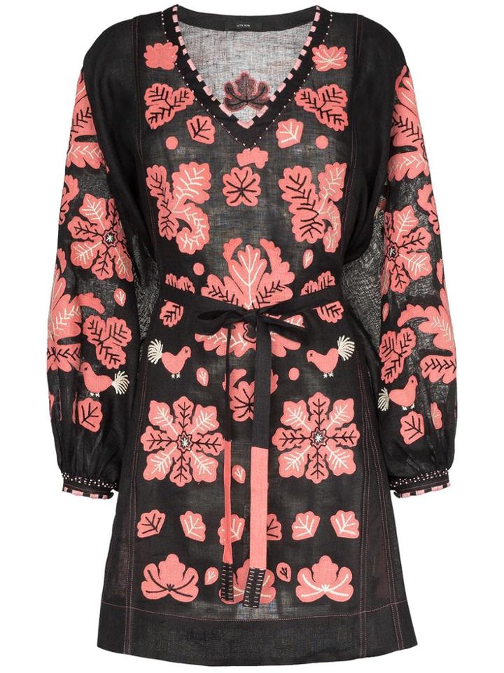 Vita Kin Forest Clover Linen Mini Dress - Black