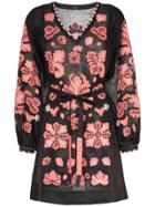 Vita Kin Forest Clover Linen Mini Dress - Black