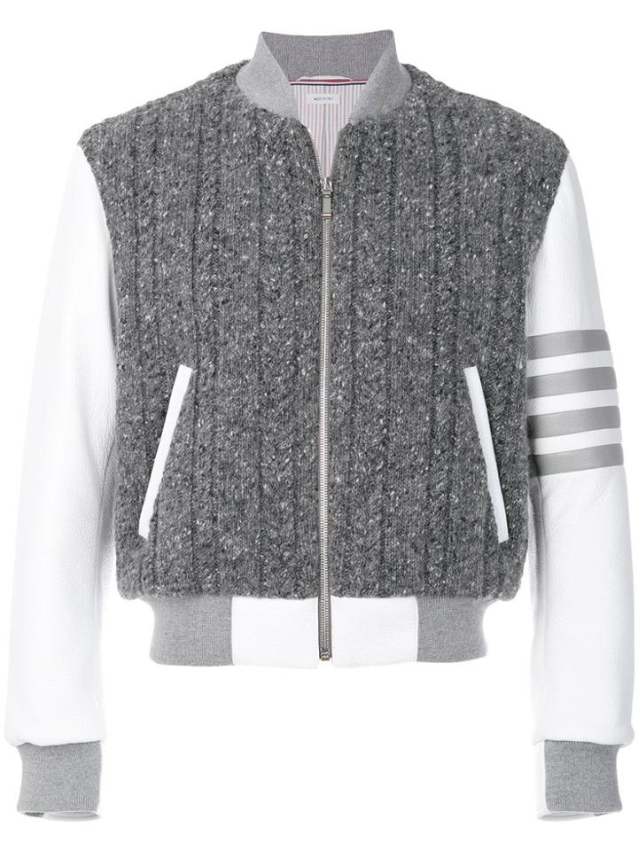 Thom Browne Horseshoe-knit Wool Blouson Jacket - Grey